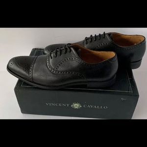 Vincent Cavallo Black Wing Tip Dress Shoes Size 11